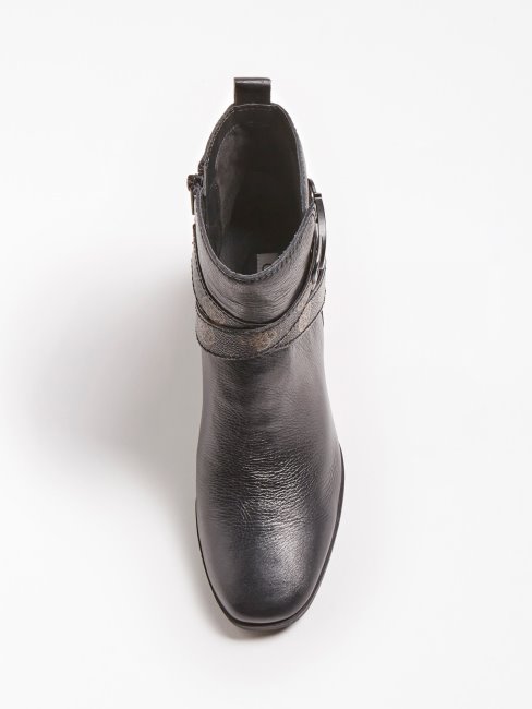 Bottine Guess Noire En Cuir Véritable Patiné