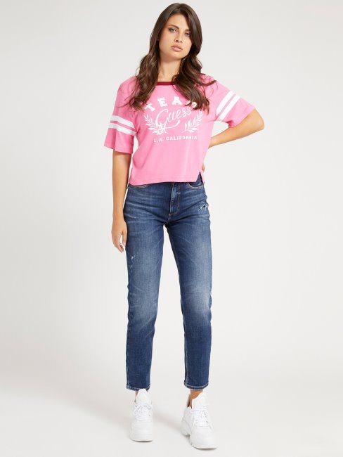 T-shirt Court Broderie Guess Rose