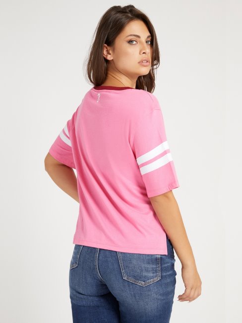 T-shirt Court Broderie Guess Rose