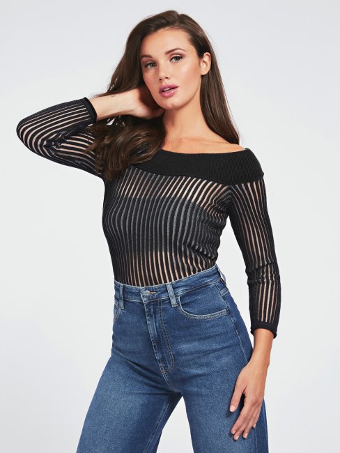 Pull à épaules Dénudées En Coton Mélangé Guess Noir
