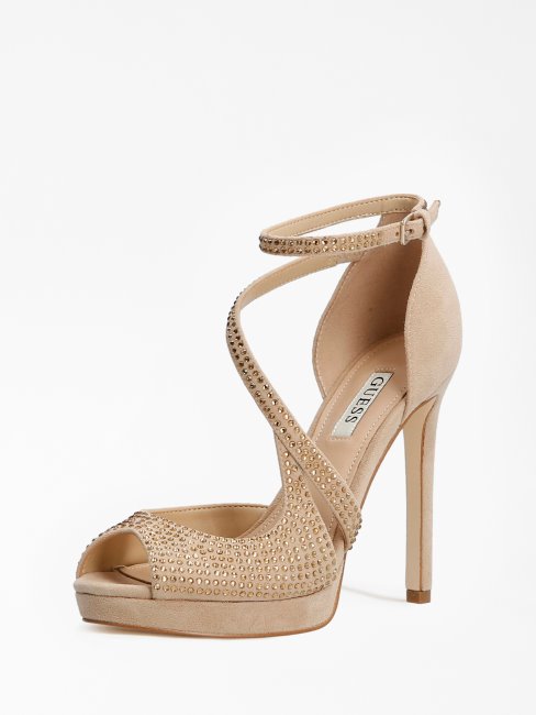 Escarpins Guess Rose Clair Finnée à Bout Ouvert Et Strass