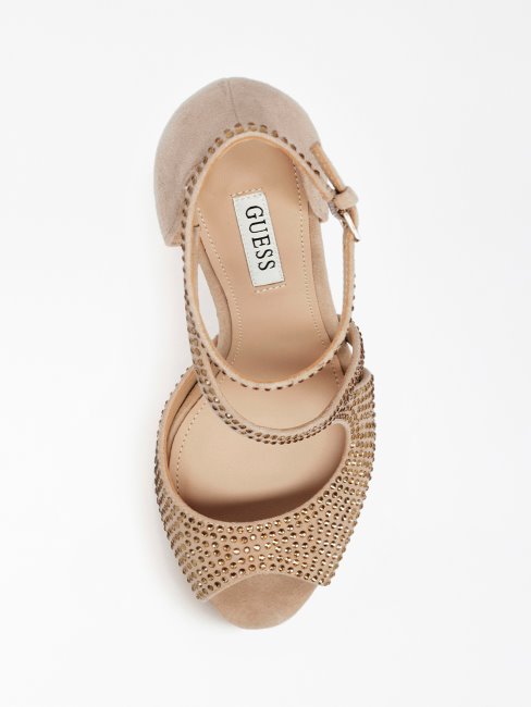 Escarpins Guess Rose Clair Finnée à Bout Ouvert Et Strass