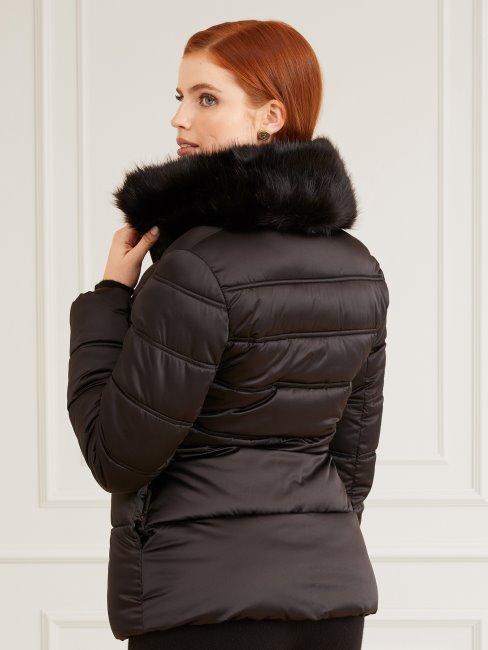 Guess Marciano Veste Matelassée En Satin Noir