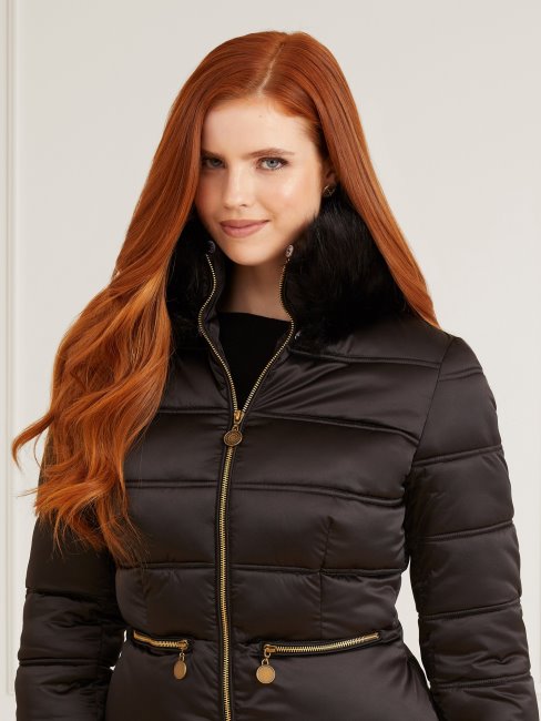 Guess Marciano Veste Matelassée En Satin Noir