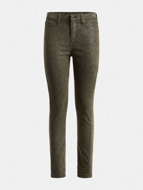 Pantalon Denim Skinny Vert Imprimé Animal Guess