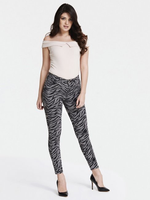 Top Côtelé Crème Guess