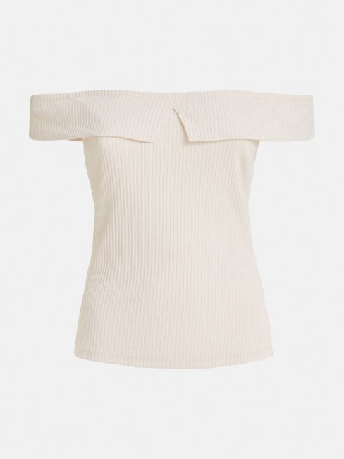 Top Côtelé Crème Guess