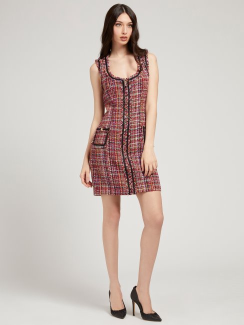 Robe En Tweed Bordeaux Guess