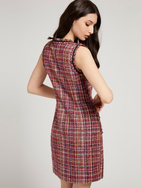 Robe En Tweed Bordeaux Guess