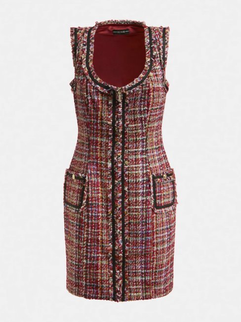 Robe En Tweed Bordeaux Guess