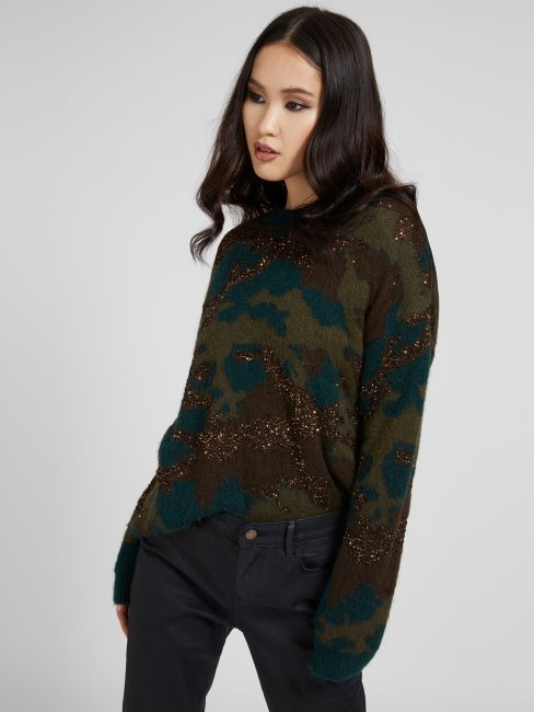 Guess Camouflage Camouflage Pull En Laine Mélangée
