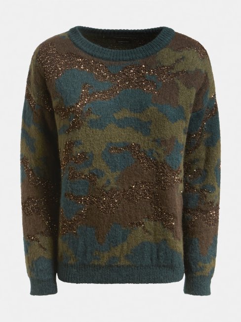Guess Camouflage Camouflage Pull En Laine Mélangée