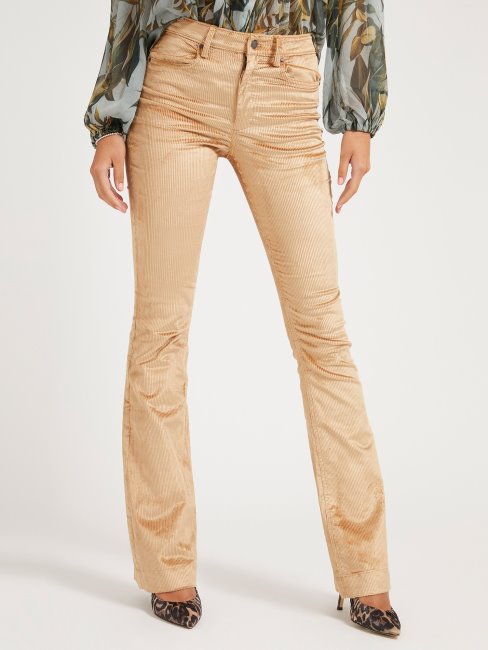 Pantalon Beige En Velours De Coton Mélangé Guess