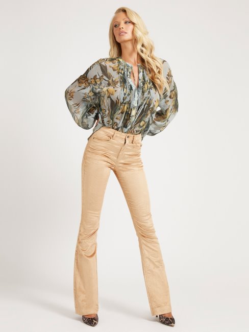 Pantalon Beige En Velours De Coton Mélangé Guess