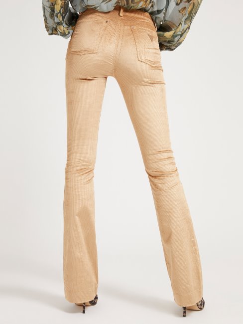 Pantalon Beige En Velours De Coton Mélangé Guess
