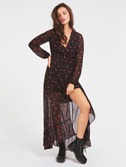 Robe Longue Guess Fil Coupe Noir Multi