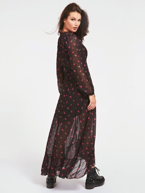 Robe Longue Guess Fil Coupe Noir Multi