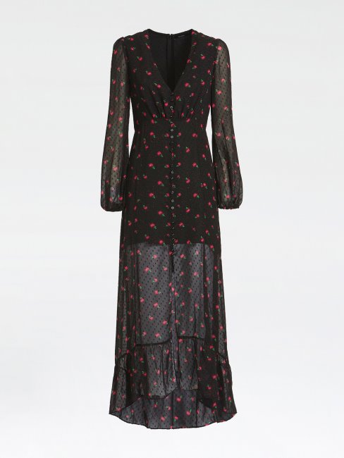 Robe Longue Guess Fil Coupe Noir Multi