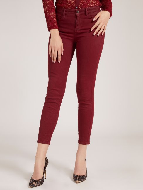Pantalon En Jean Skinny Enduit Guess Bordeaux