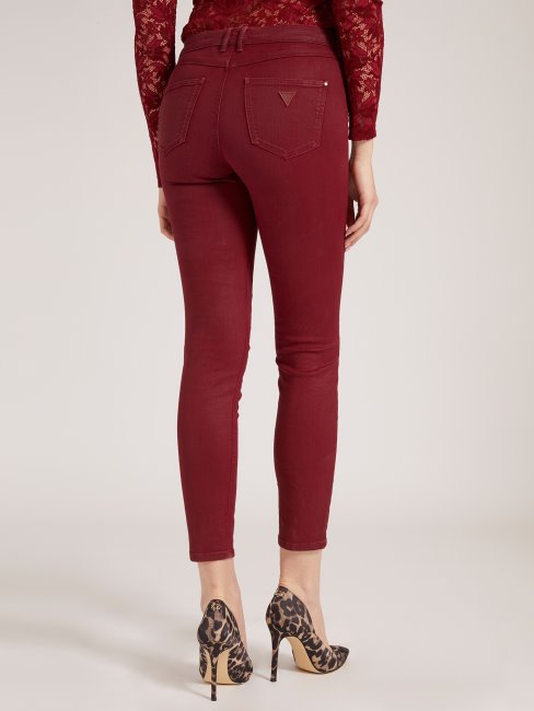 Pantalon En Jean Skinny Enduit Guess Bordeaux