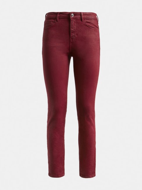 Pantalon En Jean Skinny Enduit Guess Bordeaux