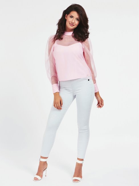 Chemisier Diaphane Détaillé Rose Guess