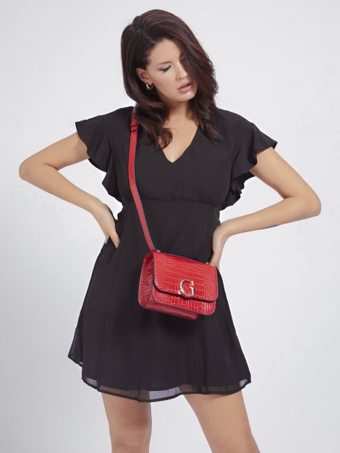 Sac Bandoulière Guess Corily Crocodile Rouge