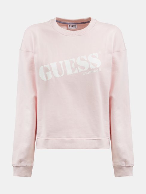 Sweat Logo Devant Guess Rose
