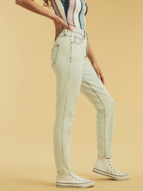 Pantalon Denim Skinny Bouton Bleu Clair Guess