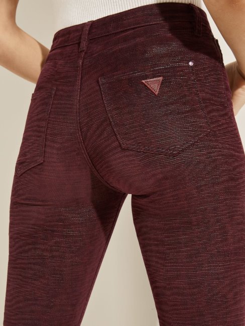 Pantalon Denim Coupé Skinny Imprimé Animal Bordeaux Guess