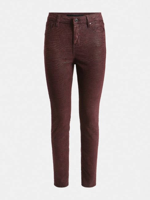 Pantalon Denim Coupé Skinny Imprimé Animal Bordeaux Guess