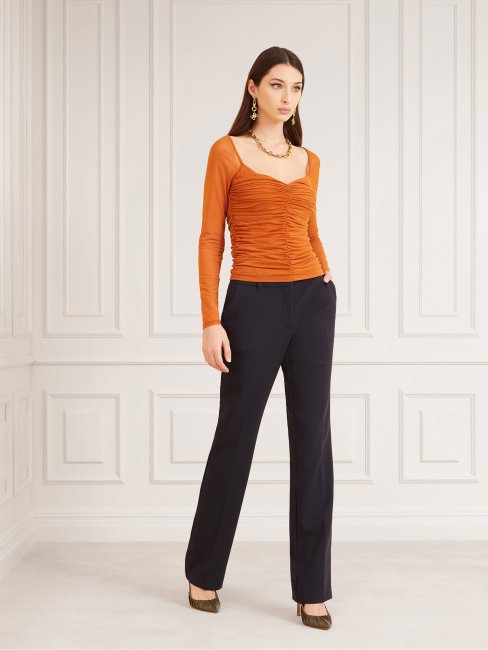 Guess Haut Marron En Résille Marciano Drapé