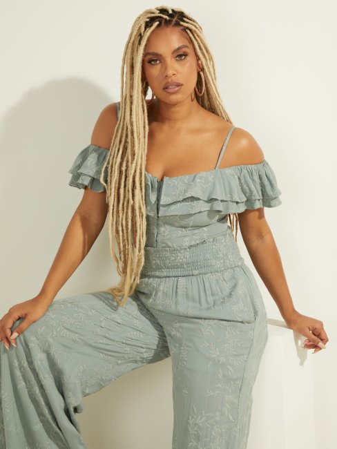 Haut Vert à Volants Brodé Guess