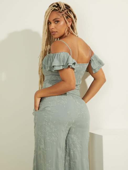 Haut Vert à Volants Brodé Guess