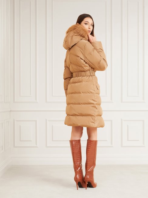 Guess Veste En Satin Duvet Véritable Marciano Beige