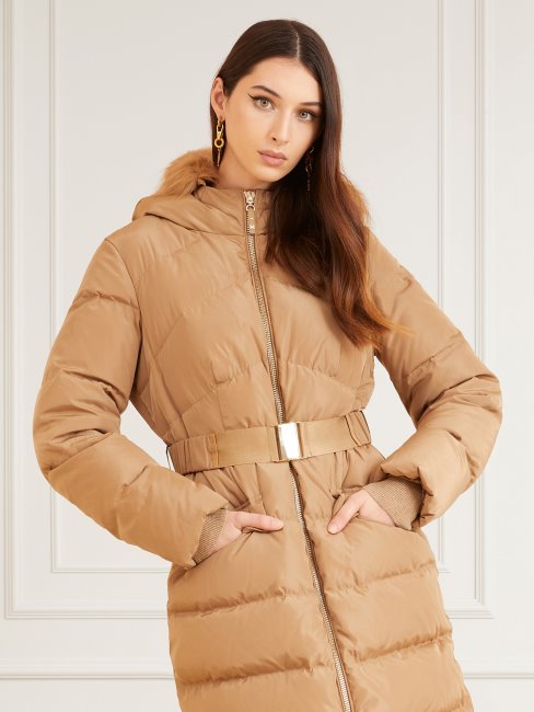 Guess Veste En Satin Duvet Véritable Marciano Beige