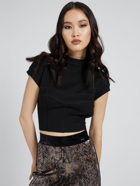 Haut Court En Maille Point De Rome Noir Deviner