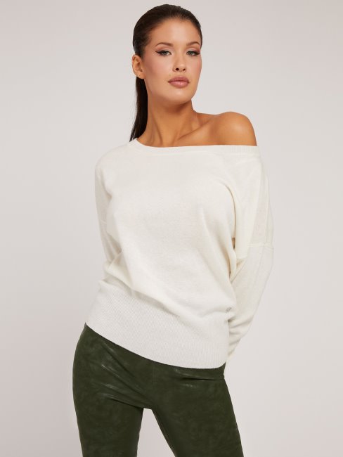 Pull En Cachemire Mélangé Guess Blanc