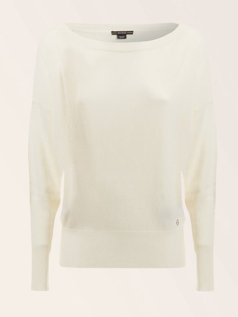 Pull En Cachemire Mélangé Guess Blanc