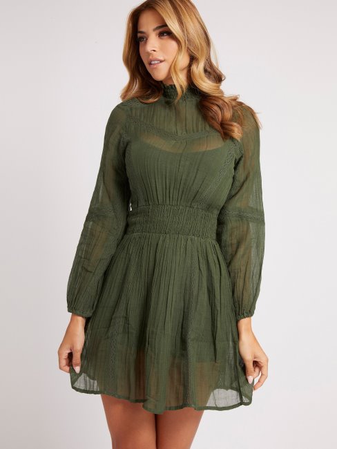 Robe Verte En Coton Mélangé Guess