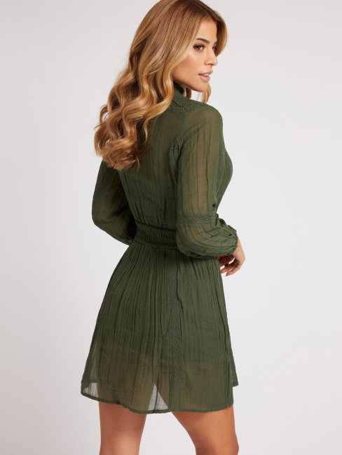 Robe Verte En Coton Mélangé Guess