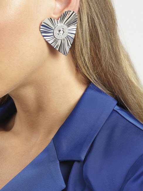 Guess Boucles D'oreilles Plissées En Argent