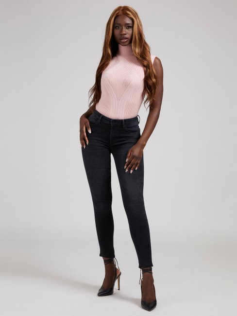 Pull Côtelé Col Roulé Guess Rose