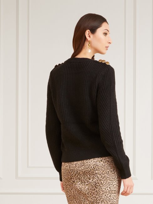 Pull En Laine Mélangée Marciano Noir Guess