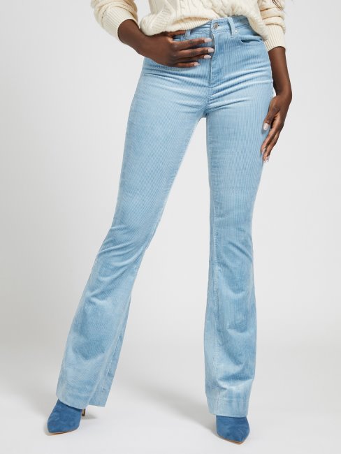 Pantalon En Velours De Coton Mélangé Guess Bleu Clair