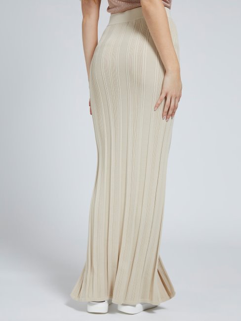 Guess Jupe Longue Beige Fendue