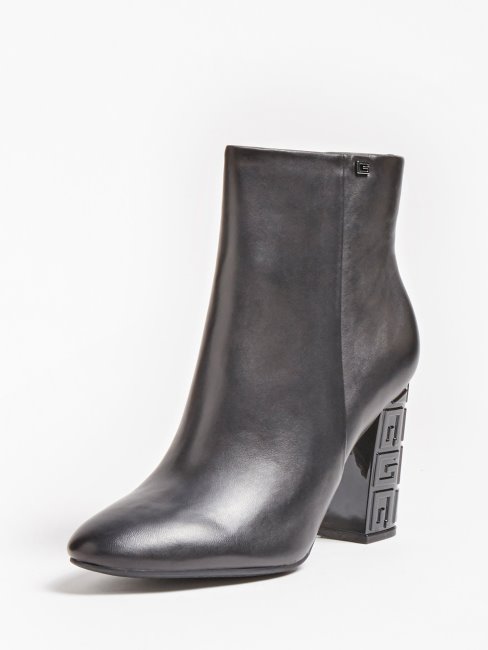 Guess Lariah Bottine En Cuir Véritable Noir