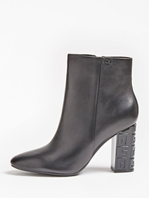 Guess Lariah Bottine En Cuir Véritable Noir