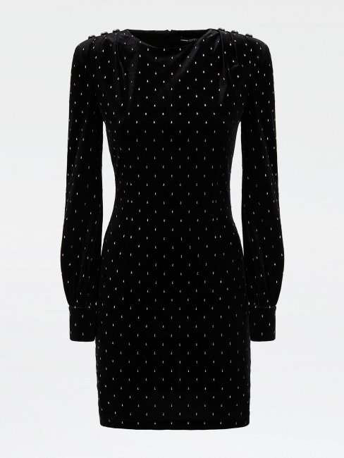 Robe à épaules Froncées Clous Noir Guess