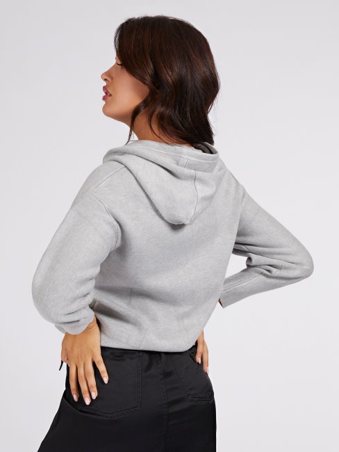 Pull Gris à Capuche Et Logo Guess